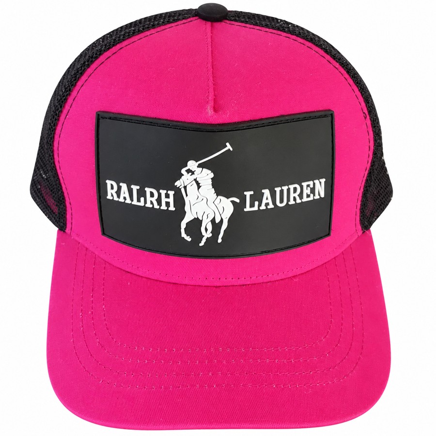 Pink • Black polo-graphic patch trucker