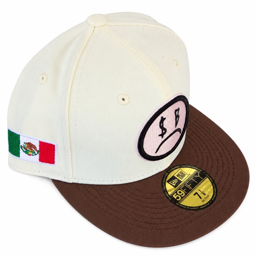 Cream & brown • Sad-face graphic fitted