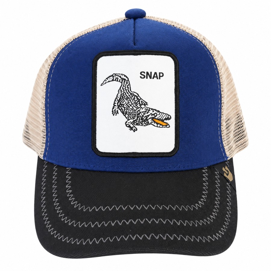 Snap • Navy & black alligator trucker