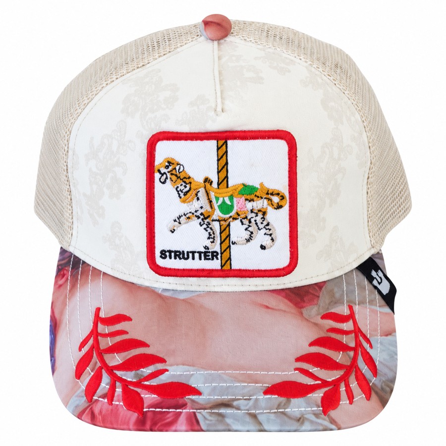 Strutter • Cream floral-brim trucker
